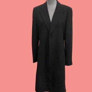 Suit Studio Overcoat Mens Size 12 Black Shawl Lapel Collar Long Sleeve Polyester